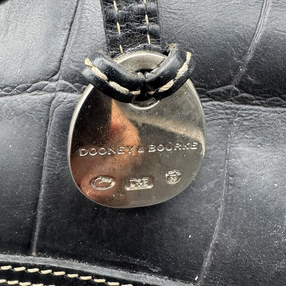 Authentic Dooney & Bourke Black Faux Croc Leather Hobo Shoulder Bag Purse Y2K - Picture 7 of 12